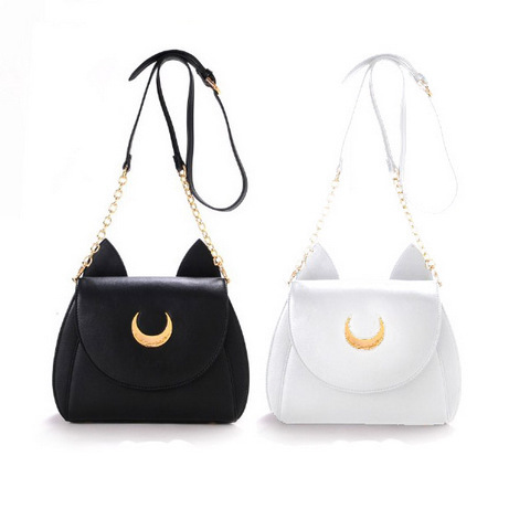 Samantha-Vega-20Y-Limited-Sailor-Moon-Bag-Ladies-genuine-leather-Handbag-Black-White-Cat-Luna-Moon